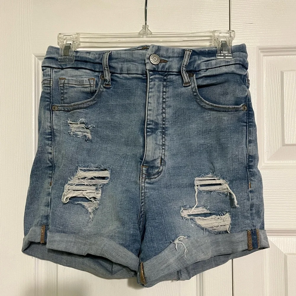 High Rise Ripped Jean Shorts - Picture 1 of 2